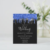 Begroting Elegant Blue Silver Glitter Drift Wedden (Staand voorkant)