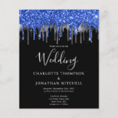 Begroting Elegant Blue Silver Glitter Drift Wedden (Voorkant)