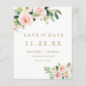 Begroting Elegant Blush Floral Save the Date (Voorkant)