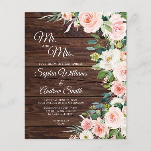 Begroting Elegant Blush Pink Floral Wedding nodig (Voorkant)