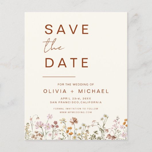 Begroting Elegant Boho bespaart datum minimalistis (Voorkant)