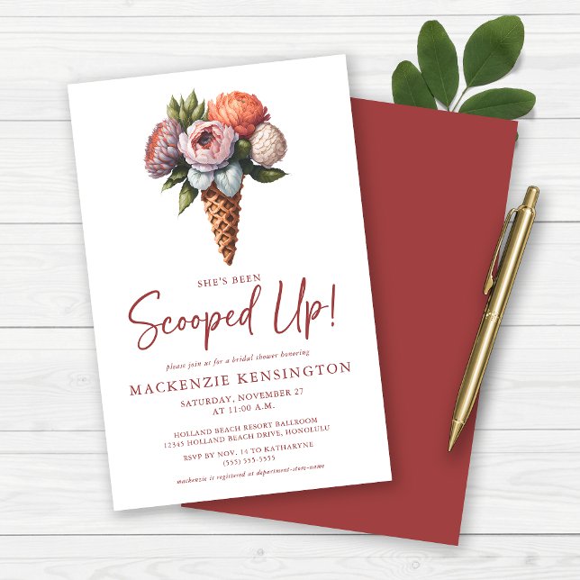 BEGROTING Elegant Boho Ice Cream Vrijgezellenfeest (BUDGET She's Been Scooped Up Floral Ice Cream Cone Bridal Shower Invitations)