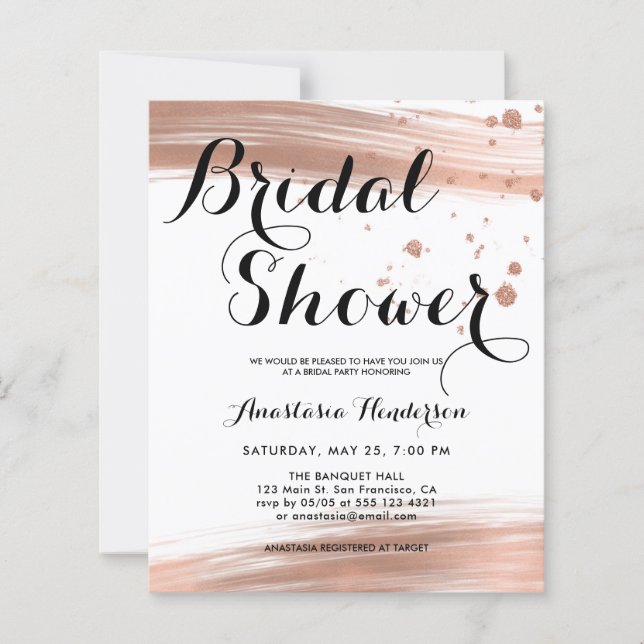Begroting Elegant Bridal Shower Invitation. (Voorkant)