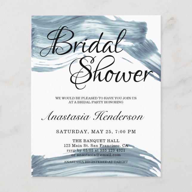 Begroting Elegant Bridal Shower Invitation. (Voorkant)