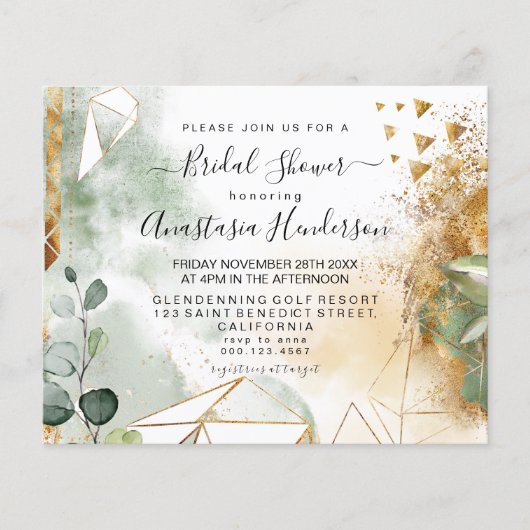 Begroting Elegant Bridal Shower Invitation. Flyer (Voorkant)