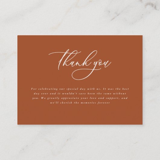 Begroting elegant bruiloft bedankt terracotta informatiekaartje (Achterkant)