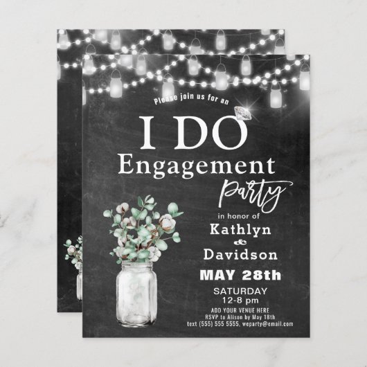 BEGROTING Elegant Eucalyptus I DO Party Invision (Voorkant / Achterkant)