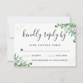 Begroting Elegant Eucalyptus leveert Greenery Wedd RSVP Kaartje (Voorkant)
