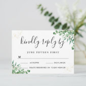 Begroting Elegant Eucalyptus leveert Greenery Wedd RSVP Kaartje (Staand voorkant)