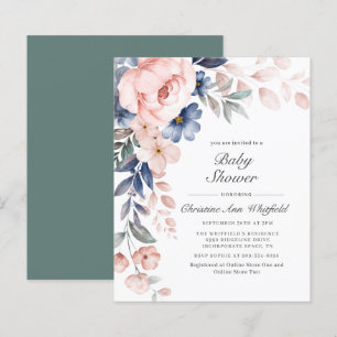 Begroting Elegant Floral Baby shower Uitnodiging