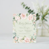 Begroting Elegant Floral Baby shower Uitnodiging (Staand voorkant)