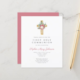 Begroting Elegant Floral Cross Girl Eerste Gemeens