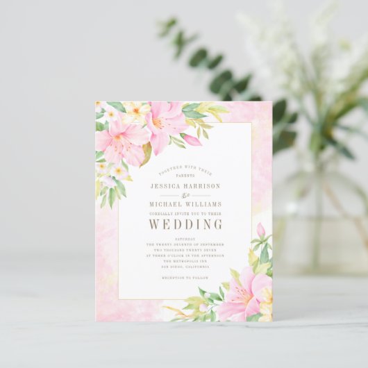 Begroting Elegant Floral Monogram Weddenschap (Staand voorkant)