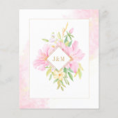 Begroting Elegant Floral Monogram Weddenschap (Achterkant)