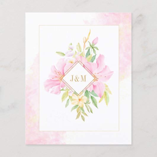 Begroting Elegant Floral Monogram Weddenschap (Achterkant)