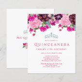 Begroting Elegant Floral Quinceanera Uitnodigingen (Voorkant / Achterkant)