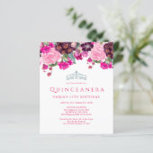 Begroting Elegant Floral Quinceanera Uitnodigingen (Staand voorkant)