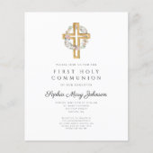 Begroting Elegant Floral Wreath Cross First Commun (Voorkant)