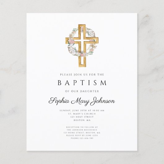 Begroting Elegant Floral Wreator Cross Baptism Inv (Voorkant)