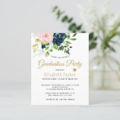 Begroting elegant florale graduatie party Uitnodig (Staand voorkant)