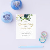 Begroting elegant florale graduatie party Uitnodig Flyer (Enkel)
