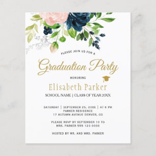 Begroting elegant florale graduatie party Uitnodig Flyer