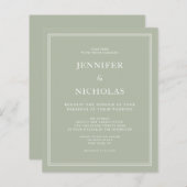 Begroting Elegant Formal Sage Green Wedding Invite (Voorkant / Achterkant)