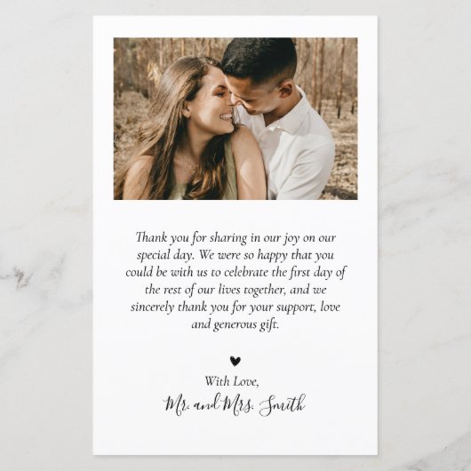 Begroting Elegant Foto Weddenschap Hartelijk dank (Achterkant)