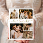 Begroting Elegant Foto Weddenschap Hartelijk dank<br><div class="desc">Budget Elegant Hand Lettered Wedding 5 Foto Collage Dank u gepersonaliseerde betaalbare low budget flyer. Moderne bruiloft bedankt je sjabloon met vijf (5) foto op de voorkant en één (1) foto op de achterkant. Op de voorzijde van papier "Love and bedankt" typografie script in een handgeschreven lettertype in goud op...</div>