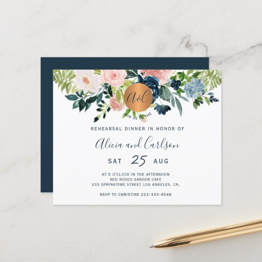 Begroting elegant fourrehearings-uitnodiging voor  (Voorkant / Achterkant in situ)