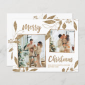 Begroting Elegant Gold Leaves 2 Fotokerstkaart (Voorkant / Achterkant)