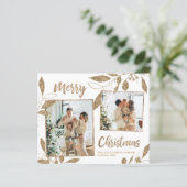 Begroting Elegant Gold Leaves 2 Fotokerstkaart (Staand voorkant)