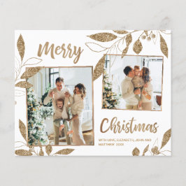 Begroting Elegant Gold Leaves 2 Fotokerstkaart