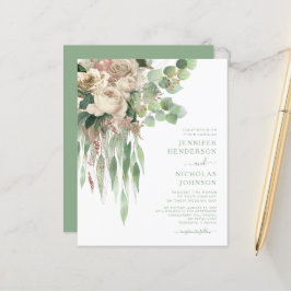 Begroting Elegant Green Floral Rozen Wedding