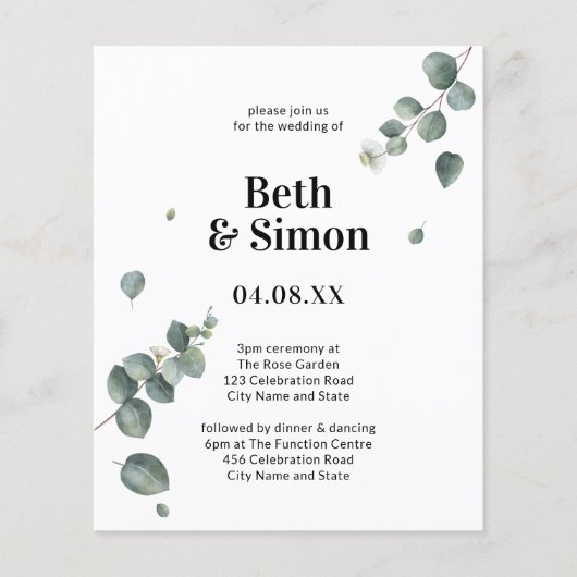 Begroting Elegant Green & White Waterverf Wedding (Voorkant)