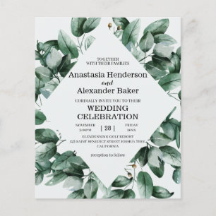 Begroting Elegant greenery bruiloft-uitnodiging. f Flyer