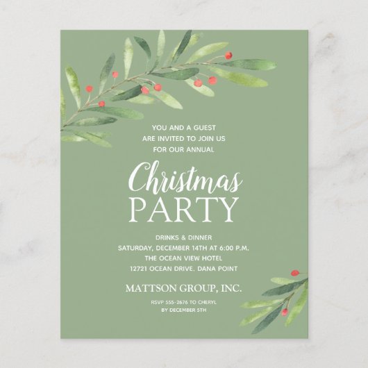 Begroting Elegant Greenery kerstuitnodigingen (Voorkant)