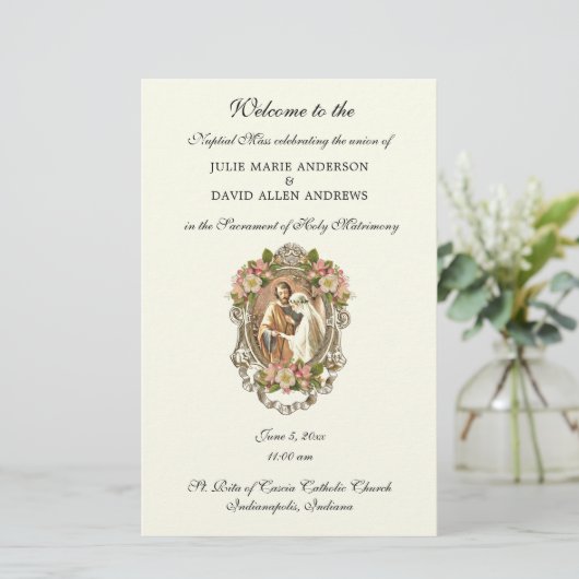 Begroting Elegant katholieke bruiloft Briefpapier (Staand voorkant)