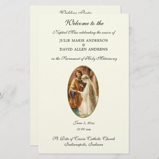 Begroting Elegant katholieke bruiloft Briefpapier (Voorkant / Achterkant)