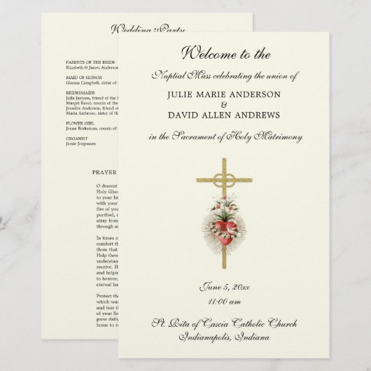 Begroting Elegant katholieke bruiloft Briefpapier (Voorkant / Achterkant)