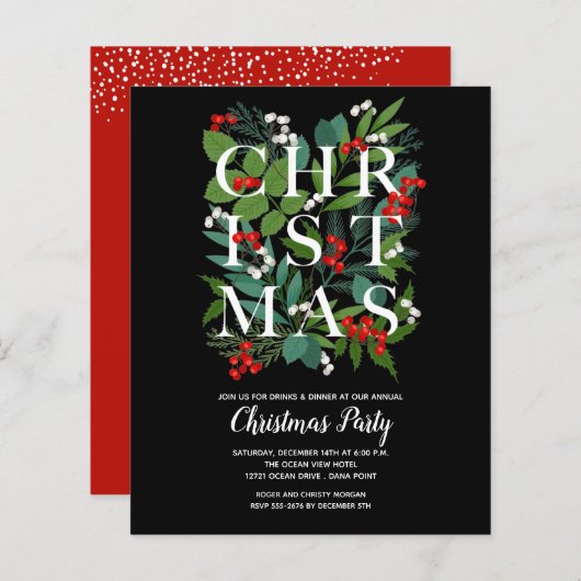 Begroting Elegant kerstgratie uitnodigingen (Voorkant / Achterkant)