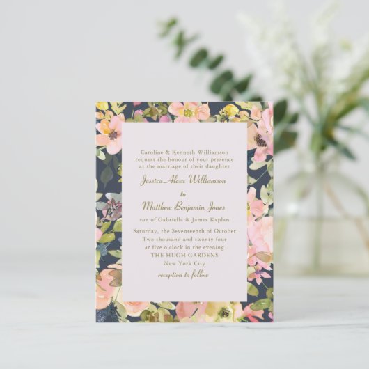 Begroting Elegant marine Floral Formal Wedding Inv (Staand voorkant)