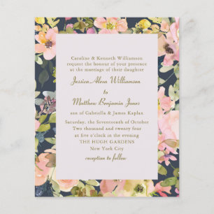 Begroting Elegant marine Floral Formal Wedding Inv