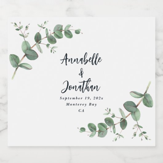 Begroting elegant modern eucalyptus botanische bru likeurfles etiket (Enkel label)