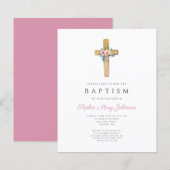 Begroting Elegant Moderne Floral Cross Baptisme In (Voorkant / Achterkant)