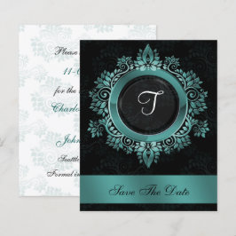 Begroting Elegant Monogram Aqua slaat de datum op