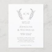 Begroting elegant monogramme huwelijksuitnodiging (Voorkant)