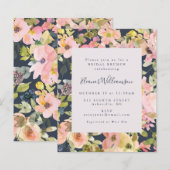 Begroting Elegant Navy Floral Bridal Brunch Invite (Voorkant / Achterkant)
