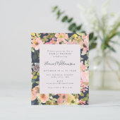 Begroting Elegant Navy Floral Bridal Brunch Invite (Staand voorkant)