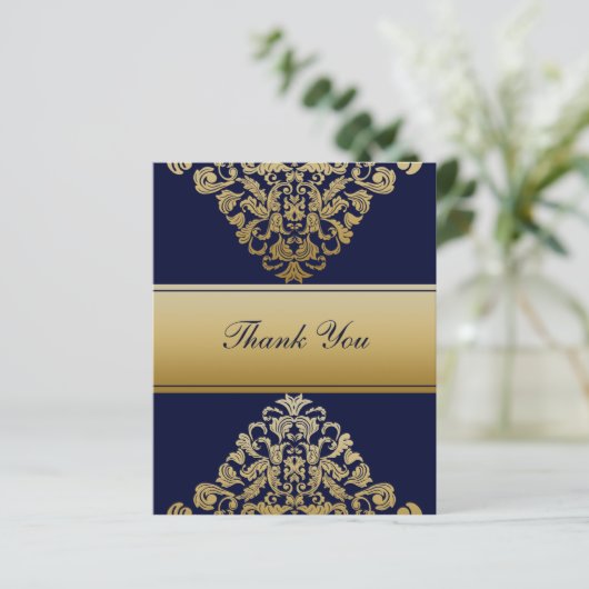 Begroting Elegant Navy Gold Weddenschap Hartelijk  (Staand voorkant)